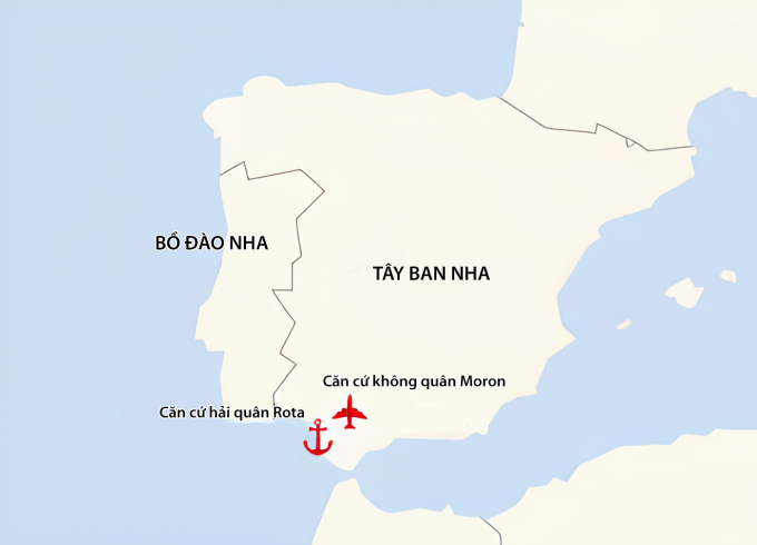 Vị trí hai căn cứ đồn trú của Mỹ tại Tây Ban Nha. Đồ họa: CSIS