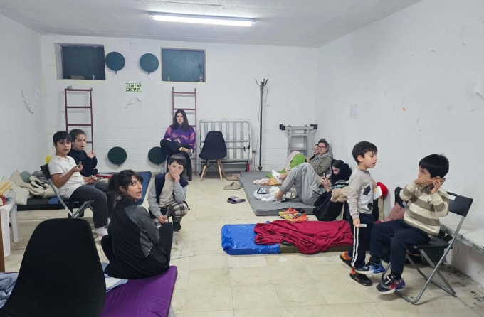 Một căn hầm trú ẩn nơi gia đình chị Kim, ở  Tel Aviv tránh trú lần thứ 45, chiều ngày 4/3. Ảnh: Gia đình cung cấp