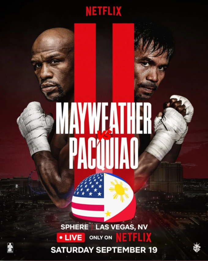 Netflix công bố trận tái đấu giữa Floyd Mayweather và Manny Pacquiao.