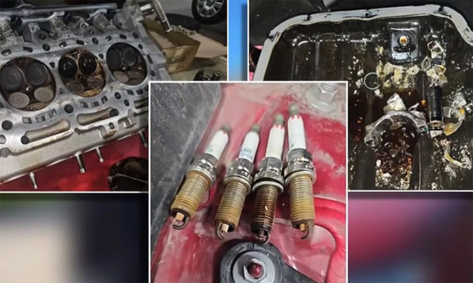 Động cơ của chiếc RAV4 khi được tháo dỡ. Ảnh: AZ Family