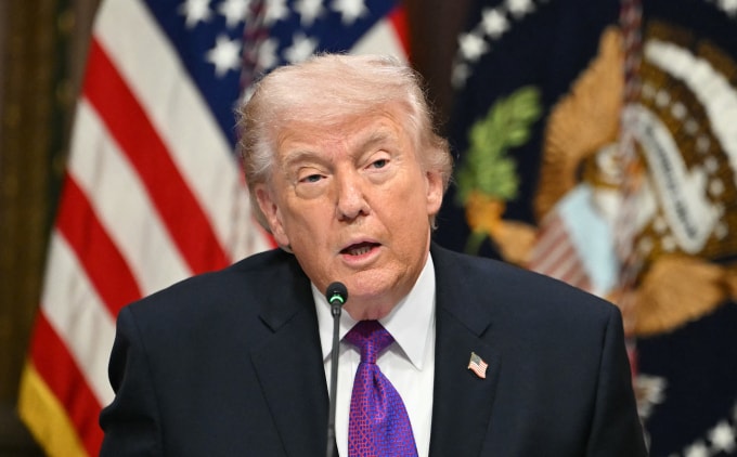 Tổng thống Mỹ Donald Trump tại Tòa nhà Văn phòng Điều hành Eisenhower trong khuôn viên Nhà Trắng ngày 4/3. Ảnh: AFP