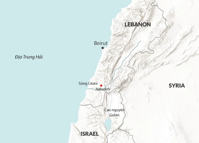 Vị trí Lebanon và Israel. Đồ họa: RANE