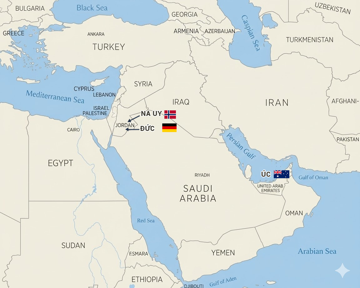 Một số quốc gia/đồng minh khác cũng hiện diện quân sự tại khu vực.