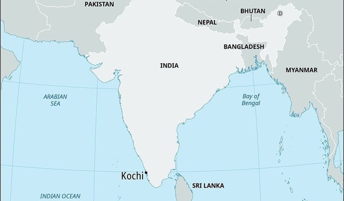 Vị trí thành phố Kochi, Ấn Độ. Đồ họa: Britannica