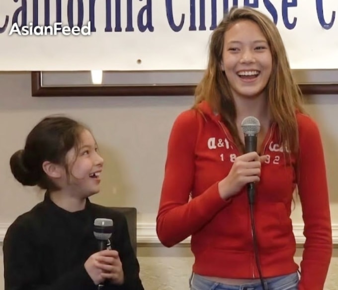 Alysa Liu (trái) ở tuổi 13 gặp Eileen Gu ở tuổi 15. Ảnh: Asian Feed