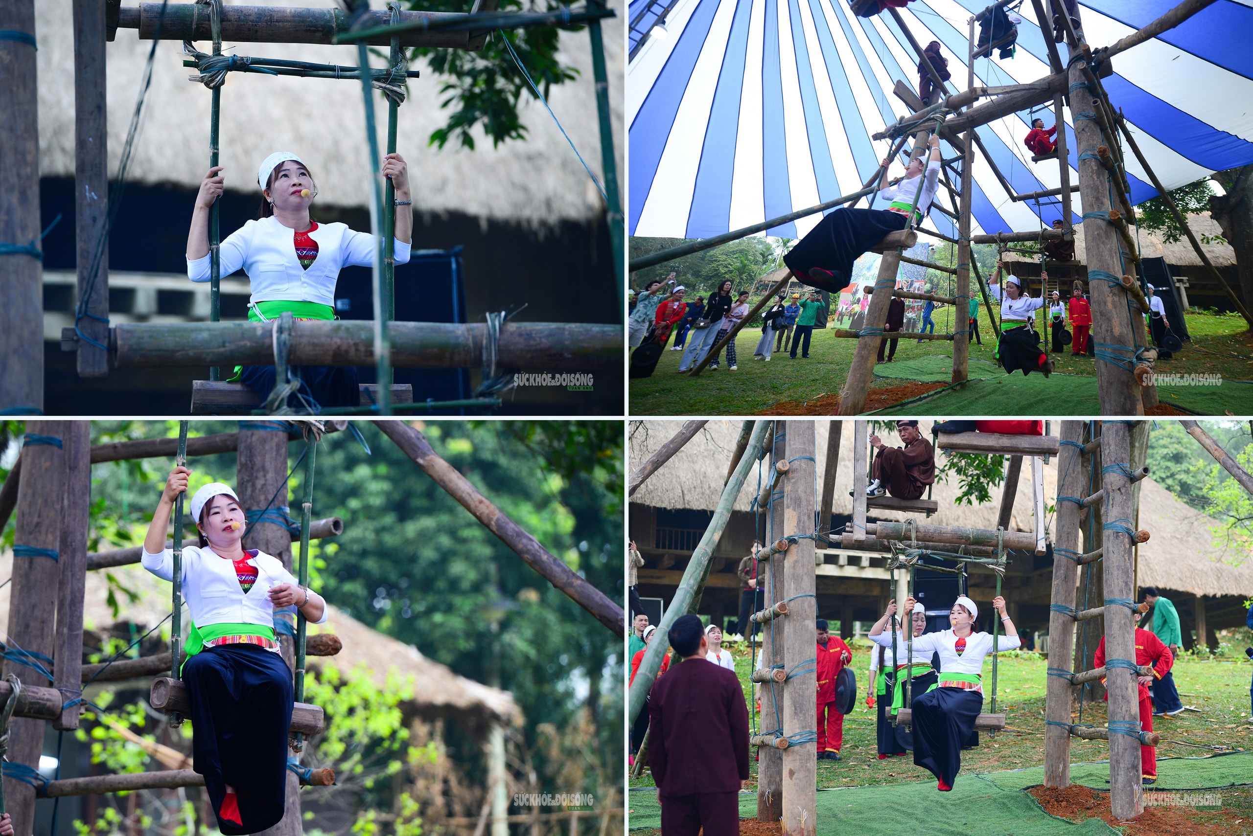 Phụ nữ Mường hào hứng trên cây đu khổng lồ giữa Làng Văn hóa- Ảnh 4.