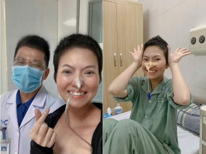 Đây là hình ảnh chị bắt đầu truyền hóa chất vào đầu tháng 11/ 2021 ở viện K3 Tân Triều. Ảnh: Nhân vật cung cấp