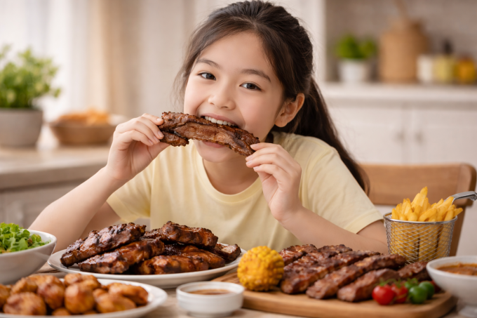 Chế độ dinh dưỡng không lành mạnh là một trong những nguyên nhân gây táo bón ở trẻ. Ảnh minh họa. Nguồn: AI