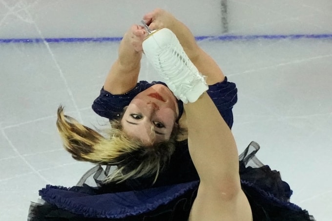 Màn trình diễn của Alysa Liu tại gala kết thúc trượt băng nghệ thuật ở Olympic mùa Đông trên sân băng Milano, Italy tối 21/2/2026. Ảnh: AP