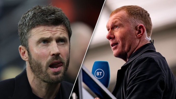 Scholes (phải) là đồng đội của Carrick tại Man Utd thời 2006-2013. Ảnh: Thairath