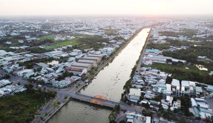 Sông Maspero chảy qua hai phường Sóc Trăng và Phú Lợi, TP Cần Thơ. Ảnh: Hưng Lợi