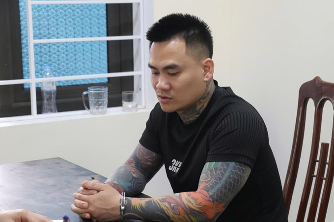 Nghi can Giáp tại cơ quan điều tra. Ảnh: Hòa Vang