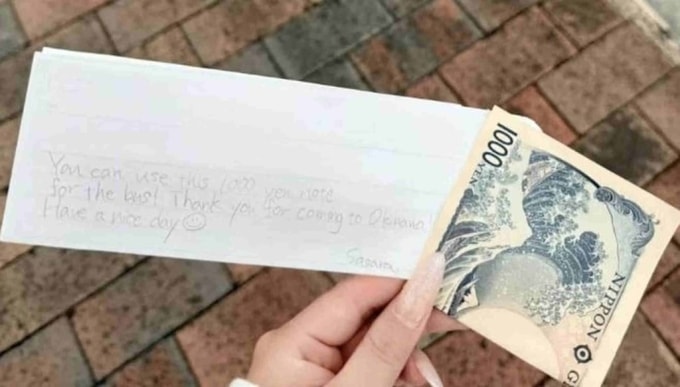Tờ 1.000 yen cô bé Nhật gửi Yuyu. Ảnh: SCMP