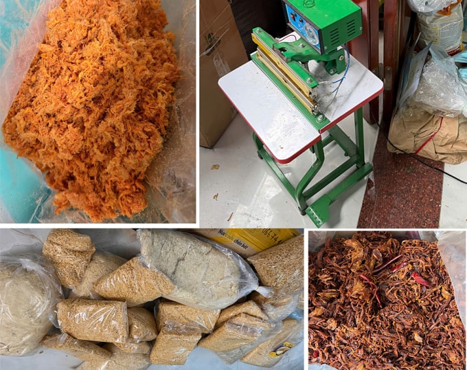 Sản phầm không rõ nguồn gốc bị cảnh sát thu giữ. Ảnh: Lam Sơn