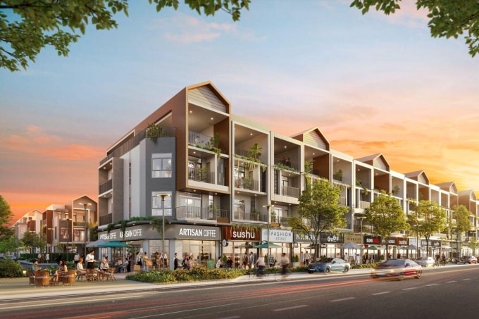 Artisan Park được phát triển theo mô hình phố thương mại ngoài trời, liền kề lối đi bộ, hình thành trải nghiệm walk and shop thuận tiện, kết nối giữa hoạt động kinh doanh và đời sống cư dân. Ảnh: Gamuda Land