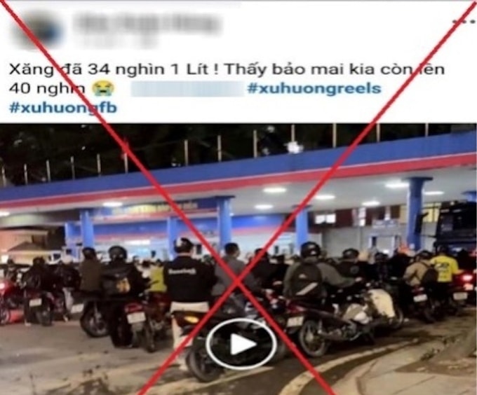 Thông tin sai sự thật đăng tải lên mạng xã hội. Ảnh: Công an cung cấp