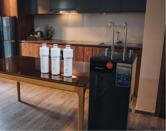 Các lõi lọc Purion của máy lọc nước Kangaroo. Ảnh: Kangaroo