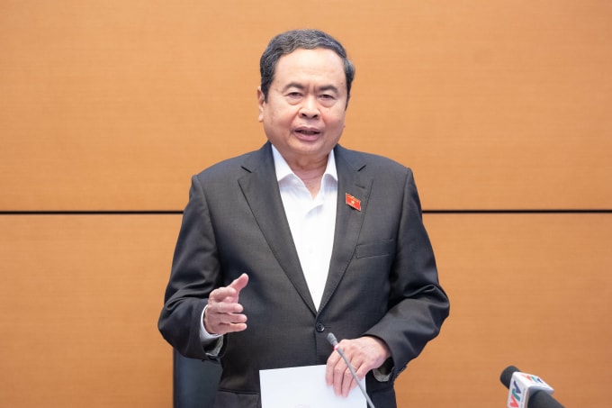 Chủ tịch Quốc hội Trần Thanh Mẫn phát biểu tại cuộc họp. Ảnh: Hoàng Phong