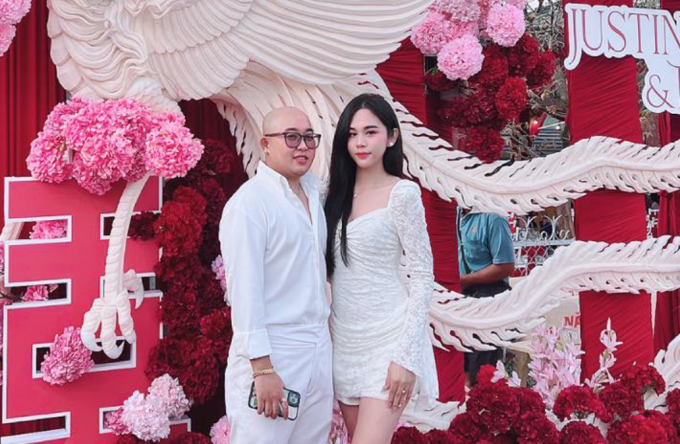 Mộc Trà và Thiên Minh dự tiệc ở Vĩnh Long, tháng 2/2026. Ảnh: Nhân vật cung cấp