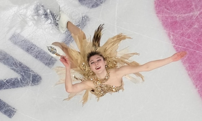 Màn trình diễn của Alysa Liu tại bài thi tự do, nội dung trượt băng nghệ thuật đơn nữ ở Olympic mùa Đông trên sân băng Milano, Italy tối 19/2/2026. Ảnh: AP