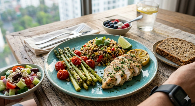 Chế độ giảm cân South Beach chú trọng tinh bột tốt và chất béo lành mạnh. Ảnh được tạo bởi AI