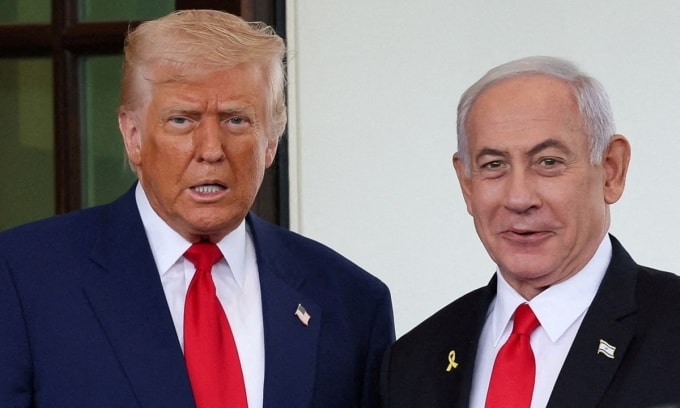 Tổng thống Mỹ Donald Trump đón Thủ tướng Israel Benjamin Netanyahu tại Nhà Trắng hồi tháng 4/2025. Ảnh: Reuters
