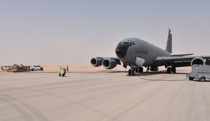 Một chiếc KC-135 Mỹ tại căn cứ Prince Sultan, Arab Saudi tháng 7/2020. Ảnh: BQP Mỹ