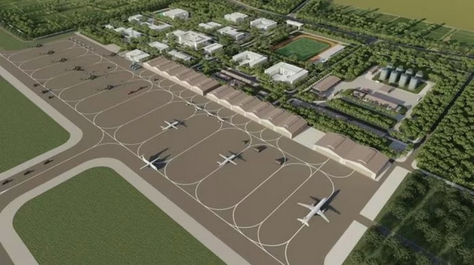 Phối cảnh bãi đỗ và đường băng sân bay Gia Bình. Ảnh: VGP