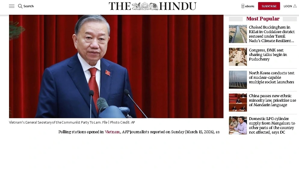 Truyền thông Ấn Độ đưa tin về ngày bầu cử tại Việt Nam.