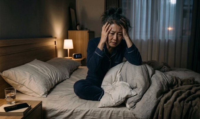 Người có huyết áp cao thường có điểm chất lượng giấc ngủ kém gần gấp đôi người bình thường. Ảnh tạo bởi AI