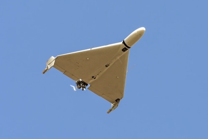 UAV Shahed bay trên bầu trời thành phố Kermanshah, Iran hồi tháng 3/2024. Ảnh: AFP