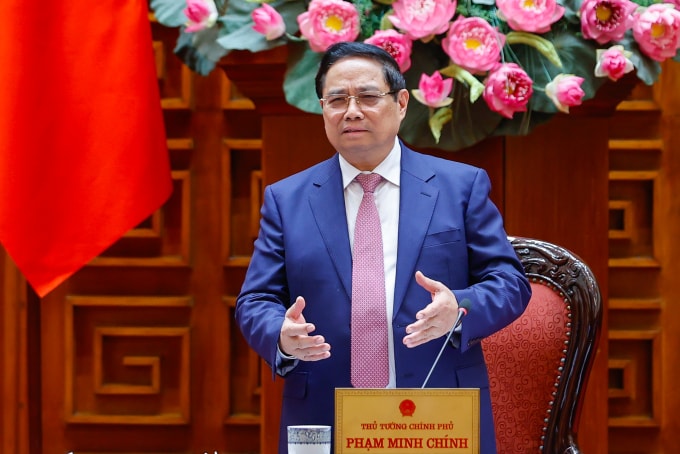 Thủ tướng Phạm Minh Chính phát biểu tại cuộc họp ngày 16/3. Ảnh: VGP