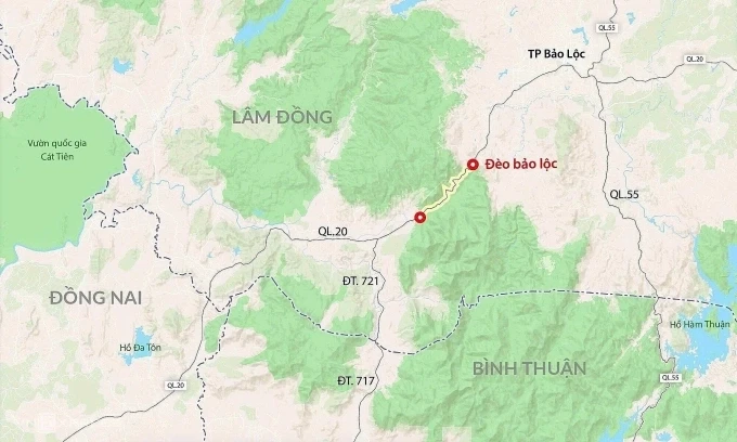 Hướng tuyến đèo Bảo Lộc. Đồ hoạ: Đăng Hiếu