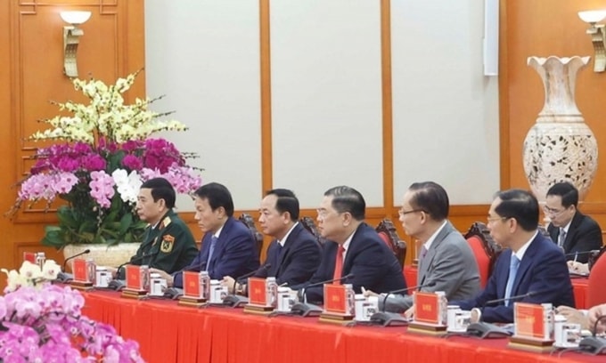 Đoàn đại biểu Việt Nam tại buổi tiếp. Ảnh: TTXVN