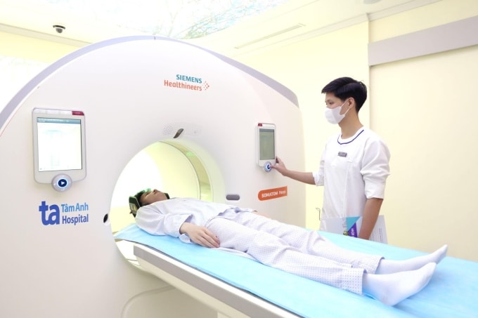 Máy CT Somatom Force VB30 chụp CT phổi liều thấp để tầm soát ung thư phổi. Ảnh: Bệnh viện Đa khoa Tâm Anh