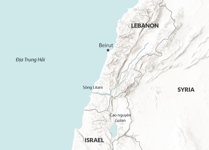 Vị trí Israel và Lebanon. Đồ họa: RENA