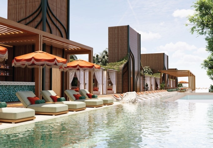 Phối cảnh tổ hợp nhà hàng - hồ bơi chân mây Yama 6 sao tại dự án. Ảnh: Sunshine Group