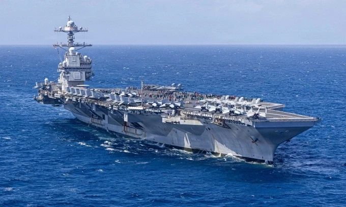Tàu sân bay USS Gerald R. Ford trên Biển Caribe hôm 19/1. Ảnh: US Navy