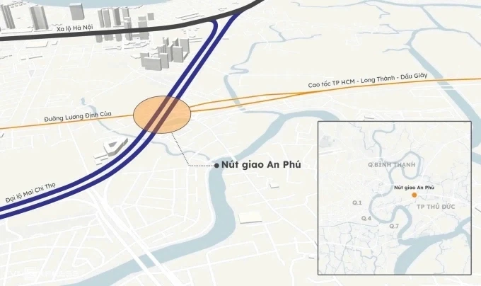 Vị trí nút giao An Phú. Đồ hoạ: Khánh Hoàng