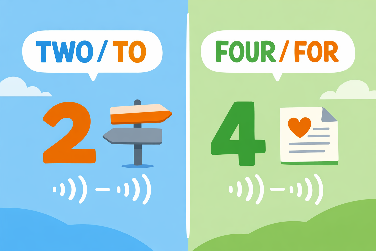 Vì sao two/to hay four/for phát âm khác nhau trong câu