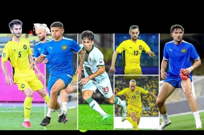7 cầu thủ nhập tịch gian lận của Malaysia gồm Joao Figueiredo (gốc Brazil), Rodrigo Holgado, Imanol Machuca, Facundo Garces (Argentina), Jon Irazabal, Gabriel Palmero (Tây Ban Nha), và Hector Hevel (Hà Lan). Ảnh: Star