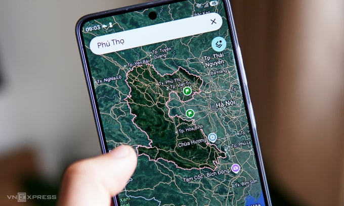 Ứng dụng Google Maps, sáng 18/3. Ảnh: Lưu Quý