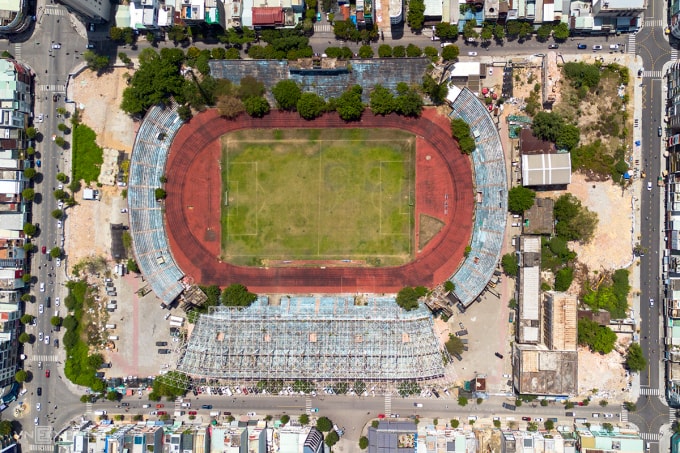 Sân vận động Chi Lăng nhìn từ trên cao. Ảnh: Nguyễn Đông