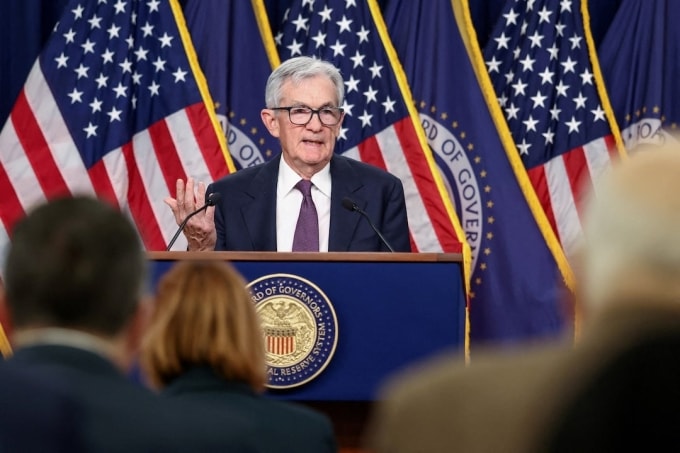 Chủ tịch Fed Jerome Powell tại cuộc họp báo ngày 18/3. Ảnh: Reuters