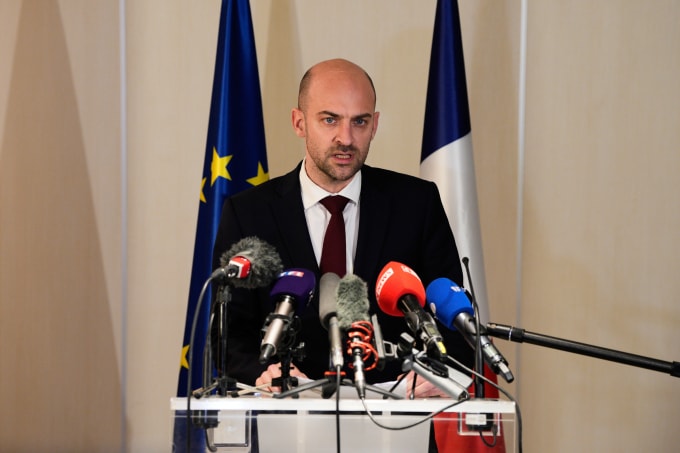 Ngoại trưởng Pháp Jean-Noel Barrot họp báo tại Lod, Israel ngày 20/3. Ảnh: AP