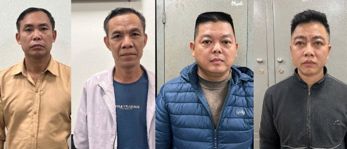 Bốn bị can trong vụ án. Ảnh: Công an cung cấp