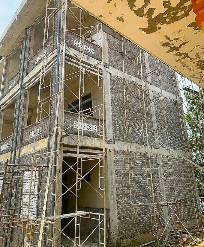 Công trình xảy ra vụ tai nạn lao động khiến 3 người thương vong ở phường Bắc Gia Nghĩa, ngày 20/3. Ảnh: Chi Yêng