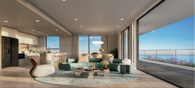 Phối cảnh căn hộ tầm nhìn ra biển. Ảnh: Meygroup