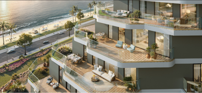 Kiến trúc giật cấp gợi liên tưởng đến những tầng sóng đang chuyển động. Ảnh: Meygroup