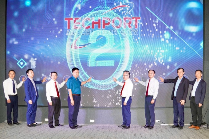 Nghi thức ra mắt Sàn giao dịch công nghệ TP HCM phiên bản mới, sáng 20/3. Ảnh: An Phương